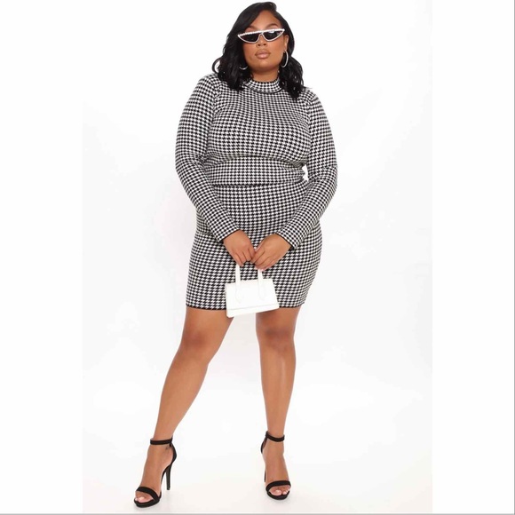 💥 NEW | Houndstooth Long Sleeve with Mini Skirt Matching Set - Picture 11 of 16